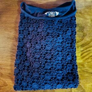 Cato Women's Dark Blue Floral Lace Skirt